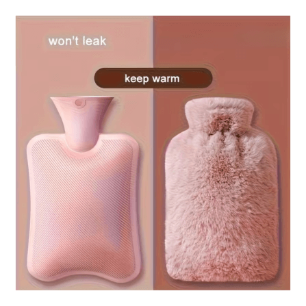 กระเป๋าน้ำร้อน พร้อมปลอกผ้านุ่ม ขนาด 2000 ML ABLOOM สีชมพู_1